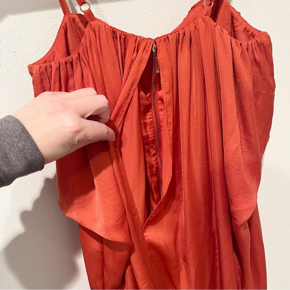 Marciano Orange Thin Strap Flounce Top High Low Flowy Dress Size 2 - Picture 7 of 7